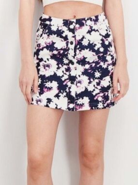 ADIDAS Floral Snap Front Cotton Mini Skirt--NWT--M